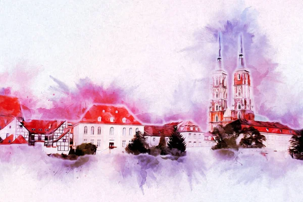 Wroclaw City Poland antika sanat eskizi çizimi