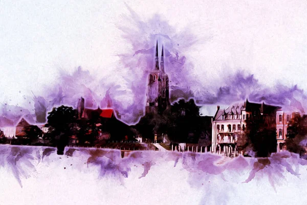 Wroclaw City Poland antika sanat eskizi çizimi