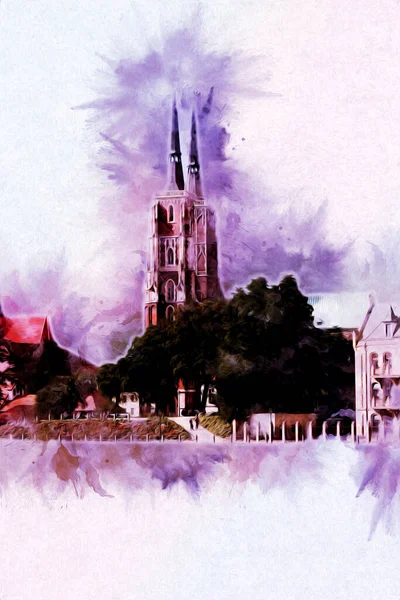 Wroclaw City Poland antika sanat eskizi çizimi