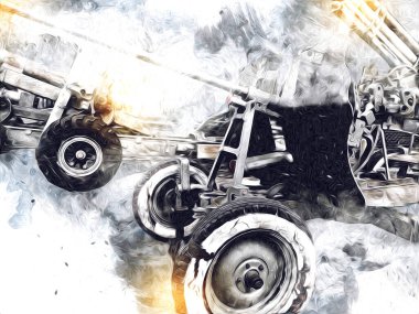 Uçaksavar silah sanatı illüstrasyon askeri çizim