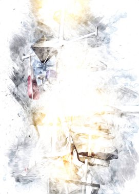 Donanma gemisinde askeri radar takibi, sanat eseri çizimi klasik.