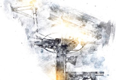 Donanma gemisinde askeri radar takibi, sanat eseri çizimi klasik.