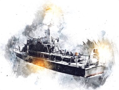 Askeri gemi, Atlantik Denizi 'nin engebeli çizimlerinden geçiyor.