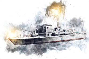 Askeri gemi, Atlantik Denizi 'nin engebeli çizimlerinden geçiyor.