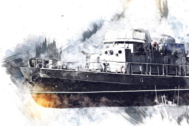 Askeri gemi, Atlantik Denizi 'nin engebeli çizimlerinden geçiyor.