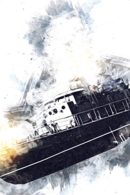 Askeri gemi, Atlantik Denizi 'nin engebeli çizimlerinden geçiyor.