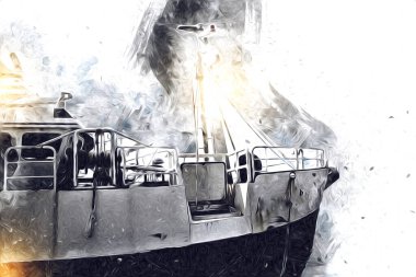 Askeri gemi, Atlantik Denizi 'nin engebeli çizimlerinden geçiyor.