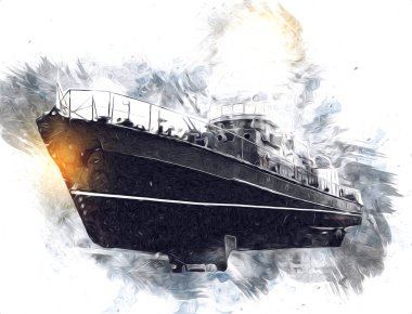 Askeri gemi, Atlantik Denizi 'nin engebeli çizimlerinden geçiyor.