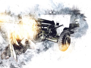 Savaş alanı topu askeri sanat çizimi çizimi