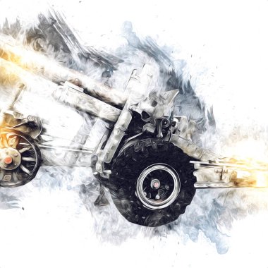 Savaş alanı topu askeri sanat çizimi çizimi