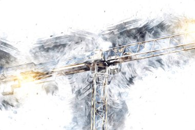 Şantiye iskelesi, klasik resim çizimi olan bir inşaat alanı.