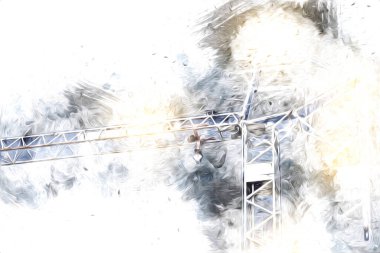 Şantiye iskelesi, klasik resim çizimi olan bir inşaat alanı.