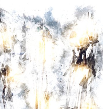 Rüzgarda dalgalanan renkli deniz yelkenli bayrakları sanat eseri çizimleri