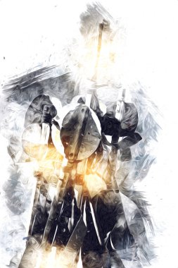 Rüzgarda dalgalanan renkli deniz yelkenli bayrakları sanat eseri çizimleri