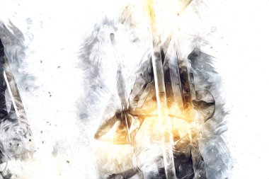 Rüzgarda dalgalanan renkli deniz yelkenli bayrakları sanat eseri çizimleri