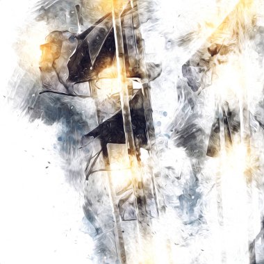 Rüzgarda dalgalanan renkli deniz yelkenli bayrakları sanat eseri çizimleri