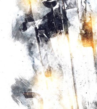 Rüzgarda dalgalanan renkli deniz yelkenli bayrakları sanat eseri çizimleri