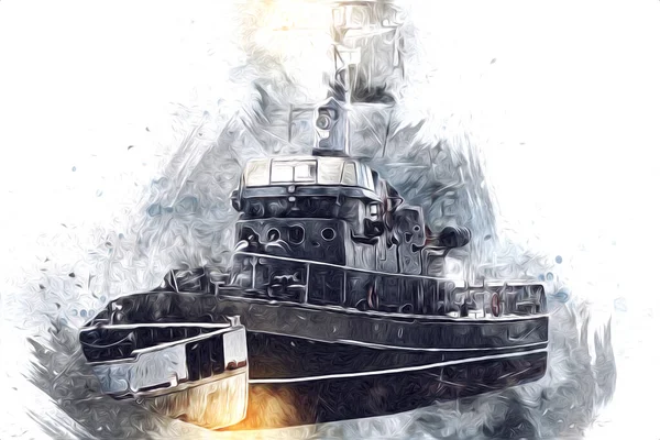 Askeri gemi, Atlantik Denizi 'nin engebeli çizimlerinden geçiyor.