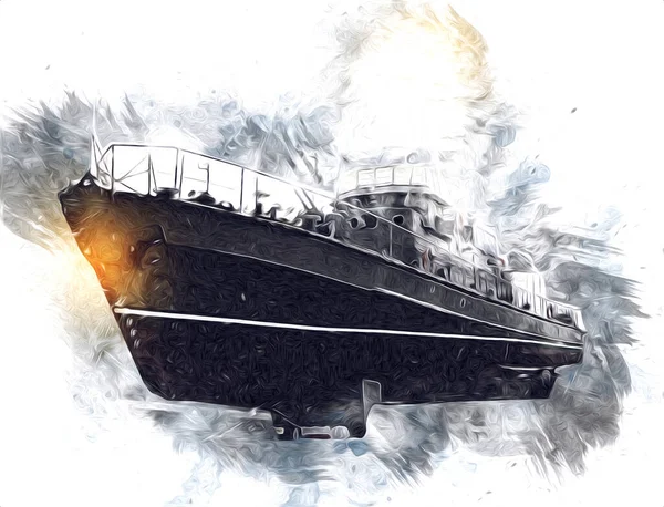 Askeri gemi, Atlantik Denizi 'nin engebeli çizimlerinden geçiyor.