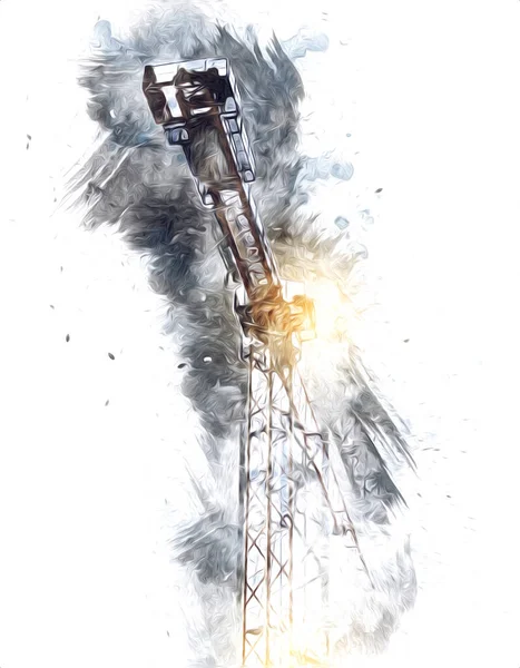 Şantiye iskelesi, klasik resim çizimi olan bir inşaat alanı.