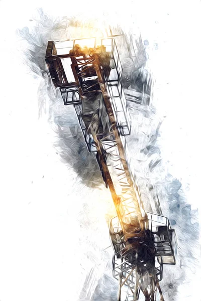 Şantiye iskelesi, klasik resim çizimi olan bir inşaat alanı.