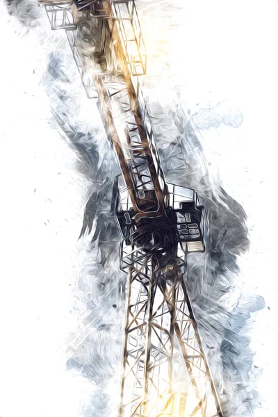 Şantiye iskelesi, klasik resim çizimi olan bir inşaat alanı.