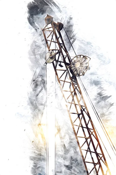 Şantiye iskelesi, klasik resim çizimi olan bir inşaat alanı.