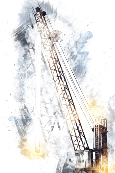 Şantiye iskelesi, klasik resim çizimi olan bir inşaat alanı.