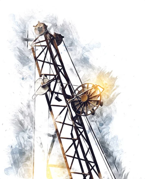 Şantiye iskelesi, klasik resim çizimi olan bir inşaat alanı.