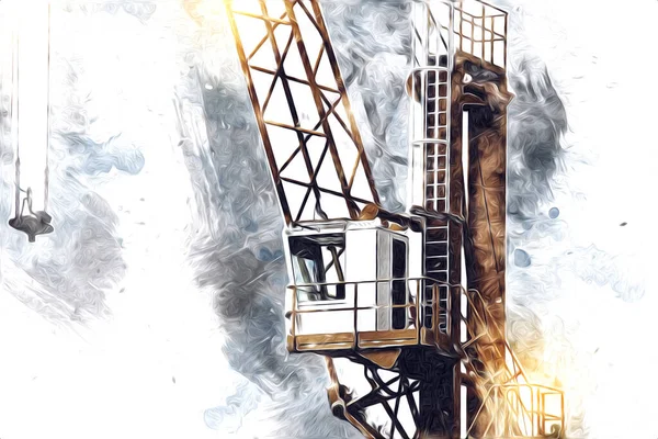 Şantiye iskelesi, klasik resim çizimi olan bir inşaat alanı.