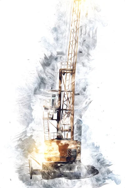 Şantiye iskelesi, klasik resim çizimi olan bir inşaat alanı.