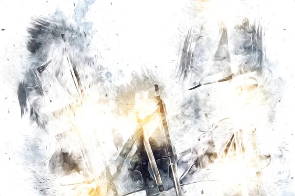 Rüzgarda dalgalanan renkli deniz yelkenli bayrakları sanat eseri çizimleri