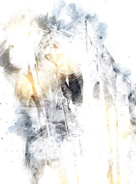 Rüzgarda dalgalanan renkli deniz yelkenli bayrakları sanat eseri çizimleri