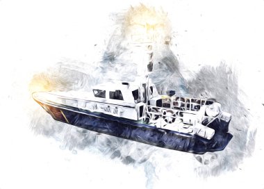 Yelkenli tekneler rıhtıma, liman sanatı illüstrasyonları klasik