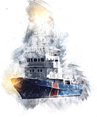 Yelkenli tekneler rıhtıma, liman sanatı illüstrasyonları klasik