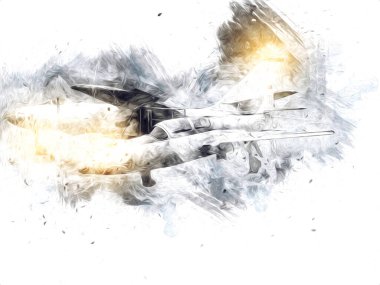 Amerikan savaş uçağı resim sanatı klasiği çiziyor.