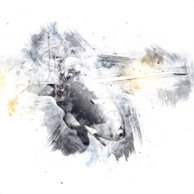 Amerikan savaş uçağı resim sanatı klasiği çiziyor.