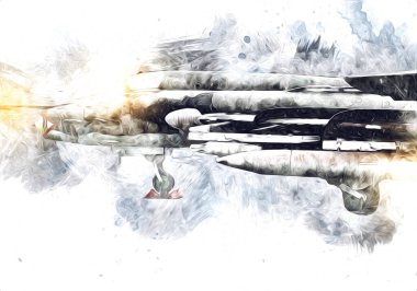 Amerikan savaş uçağı resim sanatı klasiği çiziyor.