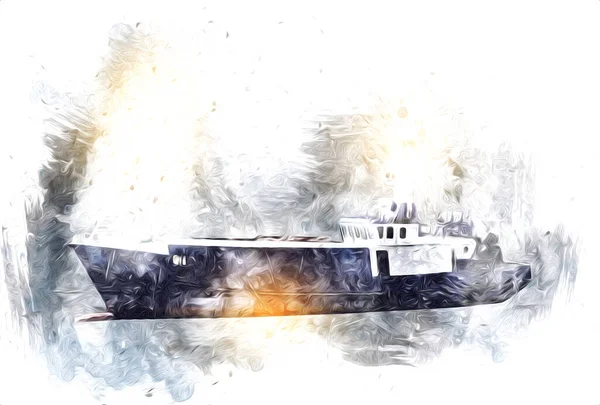 Yelkenli tekneler rıhtıma, liman sanatı illüstrasyonları klasik