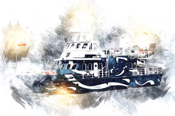 Yelkenli tekneler rıhtıma, liman sanatı illüstrasyonları klasik