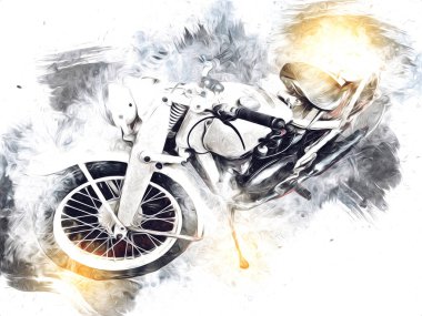 İkinci Dünya Savaşı 'ndan beri izole edilmiş beyaz bir geçmişi olan eski bir askeri motosiklet.