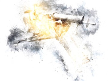 Tabanca, el yapımı klasik silah çizimi. İşleme biçimi eski tabancalar ayarlandı