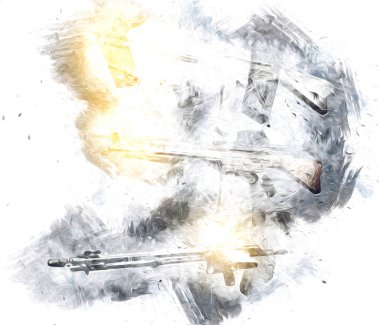 Tabanca, el yapımı klasik silah çizimi. İşleme biçimi eski tabancalar ayarlandı