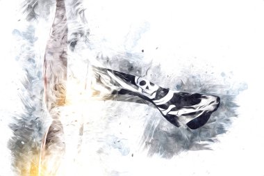 Korsan bayrağında kafatası ve kemikler, resim çizimi klasik