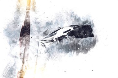 Korsan bayrağında kafatası ve kemikler, resim çizimi klasik