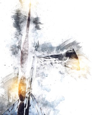 Korsan bayrağında kafatası ve kemikler, resim çizimi klasik