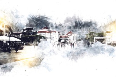 Sopot sanat çiziminde kare ve gezinti mimari dönüm noktası