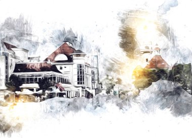 Sopot sanat çiziminde kare ve gezinti mimari dönüm noktası