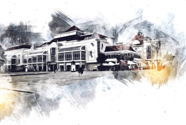 Sopot sanat çiziminde kare ve gezinti mimari dönüm noktası