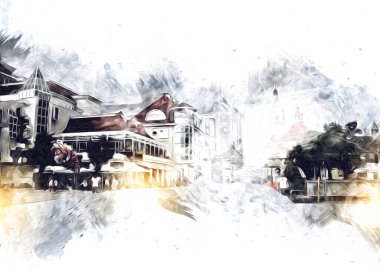 Sopot sanat çiziminde kare ve gezinti mimari dönüm noktası